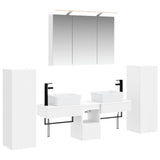 Bathroom Furniture Set 6 pcs White Engineered Wood and Glass 3407127