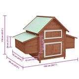 Chicken Coop Mocha and White 150x96x110 cm Solid Firwood 171461