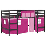 ZNTS Kids' Loft Bed with Curtains without Mattress Pink 90x200cm 3206972