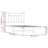Metal Bed Frame without Mattress with Headboard Black 80x200cm 353528