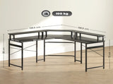 'L' Shaped Work Desk, with LED Lights - Black T3398P344516