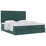 ZNTS Ottoman Bed with Mattresses Dark Green 180x200cm Velvet 3313418