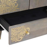Highboard Grey and Gold 60 x 33 x 100 cm Solid Mango Wood 4018802