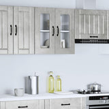 Kitchen Wall Cabinet with Glass Door Kalmar Concrete Grey Engineered Wood 853671