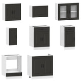 ZNTS 8 Piece Kitchen Cabinet Set Kalmar Black Engineered Wood 3314822