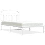 Bed Frame White Powder-Coated Steel Single Bed Frame 352622