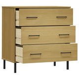 Sideboard with 3 Drawers Brown 77x40x79,5 cm Solid Wood "OSLO 350979