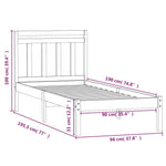 ZNTS Bed Frame 90x190 cm Single Solid Wood 3100554