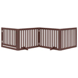 Dog Gate with Door Foldable 4 Panels Brown 320 cm Poplar Wood 352265