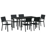 Garden Dining Set 7 pcs Black Powder-Coated Steel 3379146