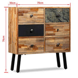Side Cabinet with 6 Drawers Solid Reclaimed Teak 70x30x76 cm 245405