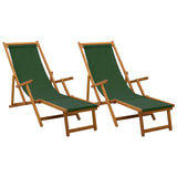 Folding Sun Lounger 2 pcs 3 Position Solid Eucalyptus Wood 3407823