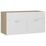 Sink Cabinet with Built-in Basin White and Sonoma Oak Engineered Wood 3071293