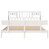 ZNTS Bookcase Bed without Mattress White 180x200 cm Super King Solid Wood Pine 3321841