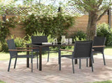Garden Dining Set 5 pcs Black Powder-coated Steel 3379088