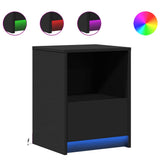 Bedside Cabinets with LED Lights 2 pcs Black Engineered Wood 852022