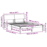 Bed frame Brown and black 160 x 200 cm Solid pine wood 878526