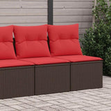 2 Piece Garden Sofa Set with Cushions Brown Poly Rattan Acacia 3325250