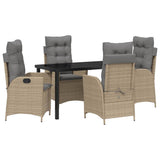 Garden Dining Set with Cushion 5 pcs Beige Poly Rattan 3380514