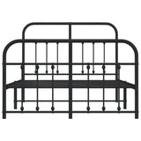 ZNTS Metal Bed Frame without Mattress with Footboard Black 120x190cm 352593