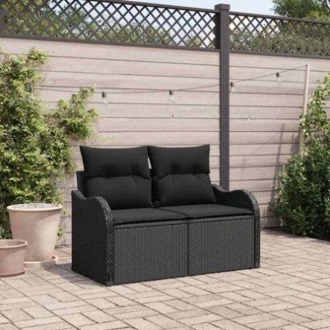Garden Sofa with Cushion Black 121 x 62 x 69cm Poly Rattan 42006721