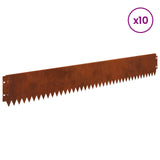 Lawn Edging 10 pcs 103 x 15 cm Steel Rusty 8008368