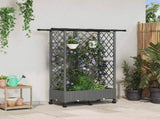 Raised Bed with Trellis and Roof Light Grey 124 x 40 x 127 cm 3423036