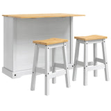Kitchen Island Set Corona 3 pcs White and Honey Wax Solid-Pine 3425399