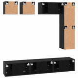 TV Cabinet Set Wall-mounted 8 pcs Black Oak Engineered Wood 3393280