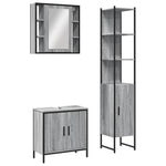 ZNTS 3 Piece Bathroom Cabinet Set Grey Sonoma Engineered Wood 3214743