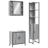ZNTS 3 Piece Bathroom Cabinet Set Grey Sonoma Engineered Wood 3214743