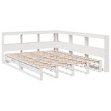 Bookcase Bed without Mattress White 160x200cm Solid Wood Pine 3324494