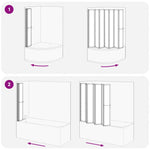 Shower Bath Screen Wall 140 x 168 cm 7 Panels Foldable with Towel Rack 140786