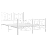 Metal Bed Frame without Mattress with Footboard White 135x190cm 376194