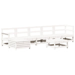 ZNTS 7 Piece Garden Lounge Set White Solid Wood Pine 3250617