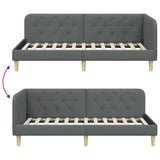 Corner Bed Frame with Headboard Dark Grey 100 x 200 cm Fabric 42016578