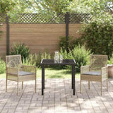 Garden Dining Set with Cushion 3 pcs Beige Poly Rattan 3379884
