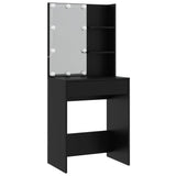 Dressing Table Set with LED Black Engineered Wood 3114132