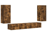 TV Cabinet Set Wall-mounted 4 pcs Smoked Oak Engineered Wood 3409038