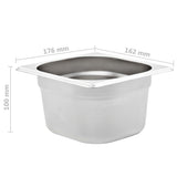 Gastronorm Containers 12 pcs GN 1/6 100 mm Stainless Steel 50907