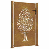 Garden Gate 100x125 cm Corten Steel Tree Design 153162