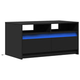 ZNTS Coffee Table with LED Lights Black Engineered Wood 851992