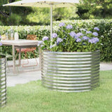 Garden Raised Bed Galvanised Steel 100x100x68 cm Silver 319057
