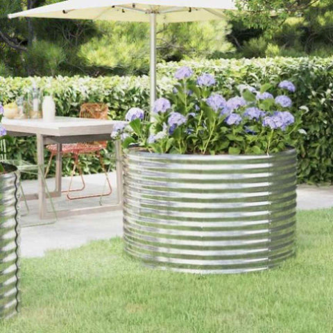 Garden Raised Bed Galvanised Steel 100x100x68 cm Silver 319057