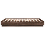 Bed Frame with LED without Mattress Brown Oak 135x190 cm Double 3209820