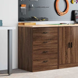 ZNTS Garage Storage Cabinet Brown Oak 60x51x85 cm Solid Wood Pine 860604