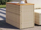 Garden Side Table with Wooden Top Beige 58x27.5x55 cm Poly Rattan 366072