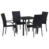 Garden Dining Set 5 pcs Black Powder-Coated Steel 3379402
