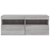 TV Wall Cabinet with LED Lights Grey Sonoma 100x30x40 cm 837216