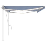 ZNTS Manual Retractable Awning with LED 5x3.5 m Blue and White 3070061